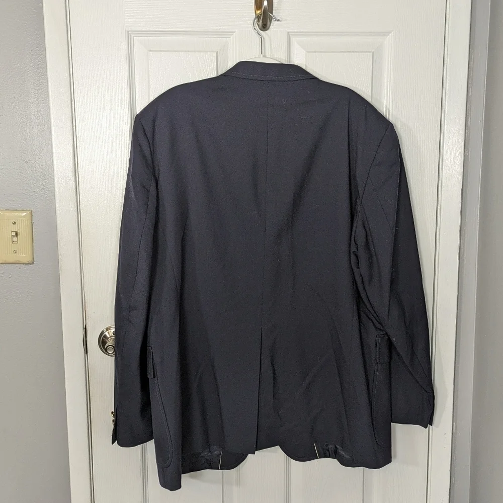 Vintage Alexander Shields Park Avenue Navy Contrast Stitched Wool‎ Blazer 48R
